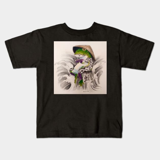 samurai frog Kids T-Shirt by rodrigom